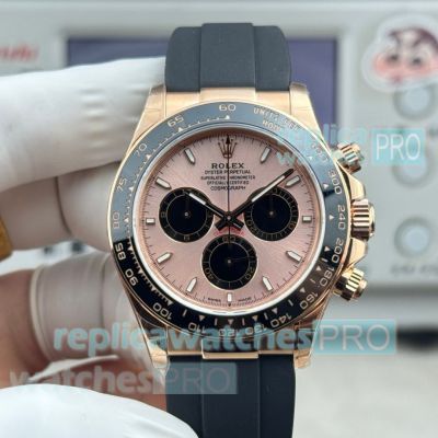 N+ Factory 1-1 Replica Rolex Daytona 4131 Gain Weight Rose Gold Rubber Strap Watch 